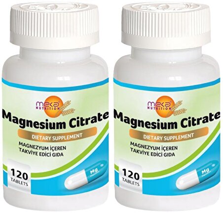 Meka Nutrition Magnezyum Sitrat 2x120 Tablet Magnesium Citrate 
