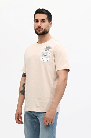 Oversize Palmiye Vizon T-Shirt