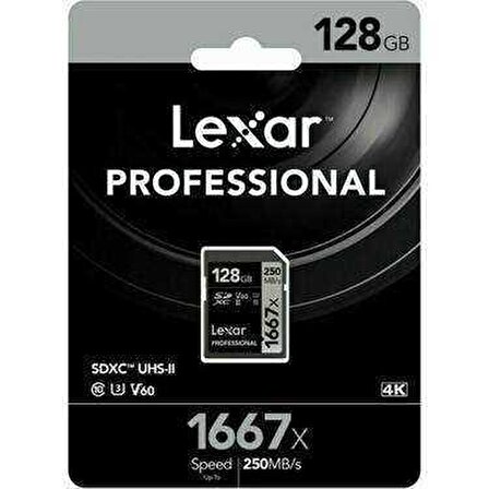 Lexar 128GB 1667x 250MB/s SD Hafıza Kartı