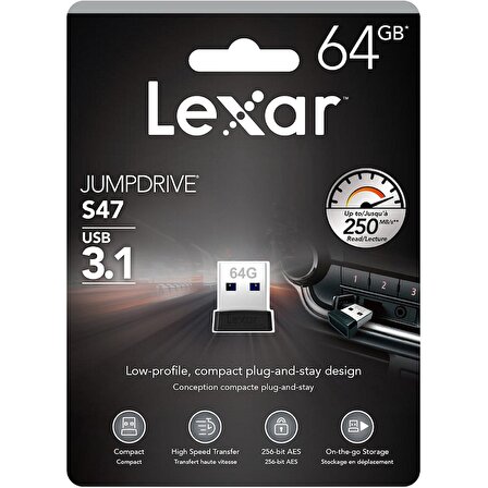 Lexar 64 GB JumpDrive S47 USB 3.1 Flash Bellek LJDS47-64GABBK