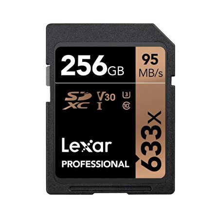 Lexar 256GB Professinal 633x SDHC UHS-I 95MB/s Okuma 45MB/s Yazma C10 V30 U3 Hafıza Kartı