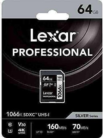 Lexar 64GB Professional 1066x UHS-I SDXC Hafıza Kartı