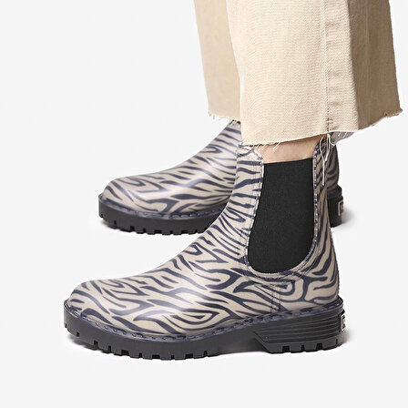 Kadın Yağmur Botu Calvi Toni Pons Ankle Boot Water Zebra