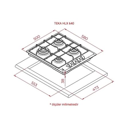 Teka HLX 640 KBC0E Doğalgazlı Ankastre Ocak