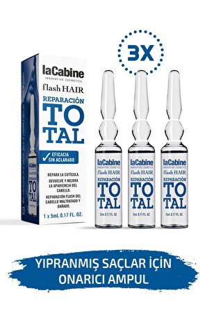 LaCabine 3 Adet Yıpranmış Saçlar İçin Onarıcı Ampul Nemlendirici Besleyici Dermaroller Dermapen Saç Serumu