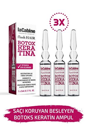 LaCabine 3 Adet Botoks Keratin Ampul Kırılma Karşıtı Saçı Koruyucu Onarıcı Dermaroller Dermapen Saç Serumu
