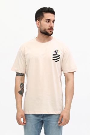 Oversize Papağan Bej T-Shirt