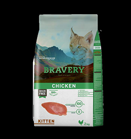 Bravery Tahılsız Kitten Tavuk Etli Yavru Kedi Maması 2 Kg