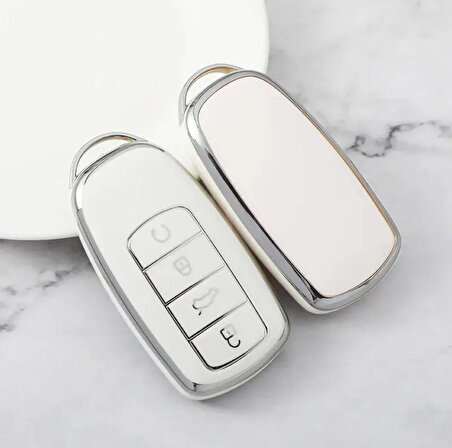 Chery Tiggo 8 Pro & Omoda 5 Anahtar Kılıfı (Beyaz-Gümüş Renk)