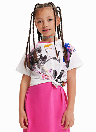 Desigual Baskılı Çok Renkli Kız Çocuk T-Shirt 23SGTK25