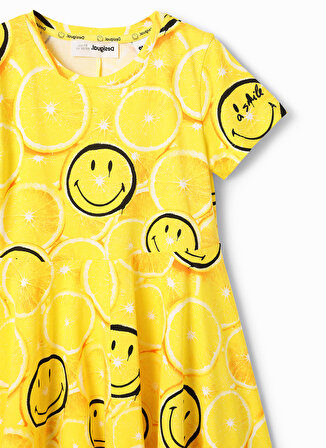 Desigual Desenli Sarı Kız Çocuk Diz Üstü Elbise 23SGVK12
