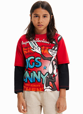 Desigual Baskılı Kırmızı Erkek Çocuk T-Shirt 23SBTK12