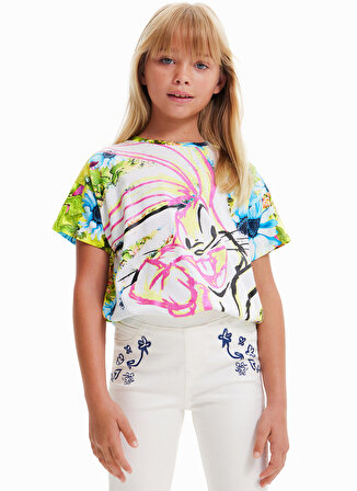 Desigual Desenli Çok Renkli Kız Çocuk T-Shirt 23SGTK10