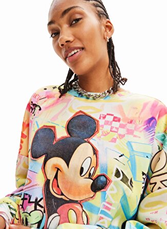 Desigual Mickey Mouse Baskılı Çok Renkli Kadın Sweatshirt 23WWSK59