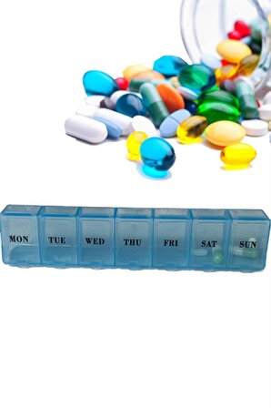 Mavi İlaç Kutusu 7 Günlük Haftalık İlaç Saklama Kabı İlaç Kutusu