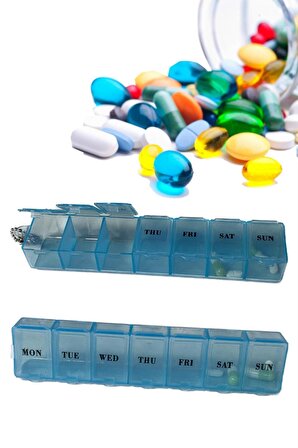 Mavi İlaç Kutusu 7 Günlük Haftalık İlaç Saklama Kabı İlaç Kutusu