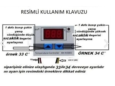 Dijital Termostat Sıcaklık Kontrol 220 Volt 10 Amper 1500 Watt