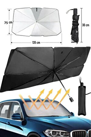 Araba Ön Cam Güneşlik Katlanabilir Güneşlik Şemsiye Ön Cam Gölgelik Büyük Boy 75 Cm X 135 Cm