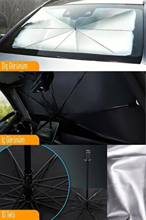 Araba Ön Cam Güneşlik Katlanabilir Güneşlik Şemsiye Ön Cam Gölgelik Büyük Boy 75 Cm X 135 Cm