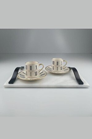 Digithome Lombardino Porselen 6'lı Roma Rakamlı Kahve Fincan Takımı - SF125 3072