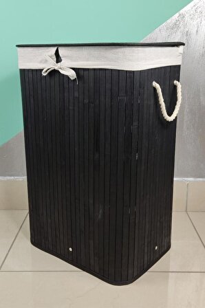 Digithome Dikdörtgen Bambu Çamaşır Sepeti Siyah - CL-6002-05