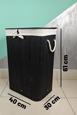 Digithome Dikdörtgen Bambu Çamaşır Sepeti Siyah - CL-6002-05