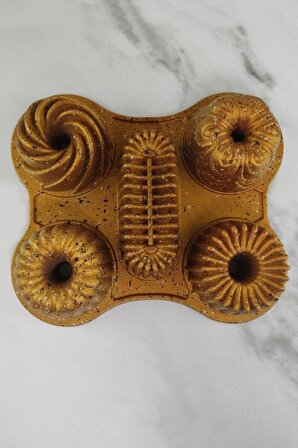 Digithome Döküm 5’li Muffin Kek Kalıbı Gold - MNB05417