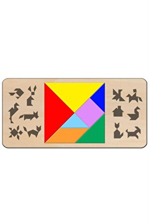 Ahşap Tangram Zeka Oyunu Strateji Eğitici Zeka Geliştirici Oyun