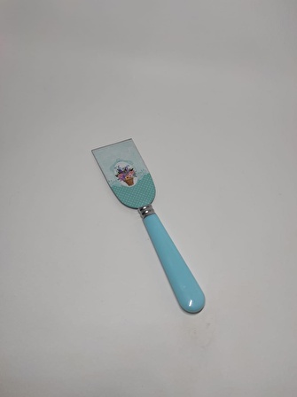 Dekoratif Çiçek Baskılı Mini Pasta Spatulası 21 cm Mini Kek Pasta Spatulası Small Spatula