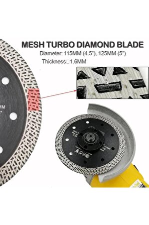 Mesh Turbo 5" 125mm Granit Mermer Seramik Karo Tuğla Için Elmas Taşlama Diski