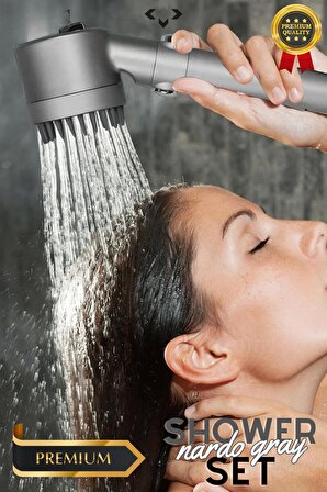 Nardo Gray Shower Set Basınçlı 3 Kademeli Duş Başlığı Ve 150 Cm Silikon Duş Hortumu Masajlı Duş Seti