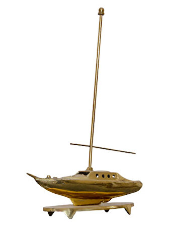 Pimarks Pirinç Döküm Bayrak Gönderli Yelkenli Tekne