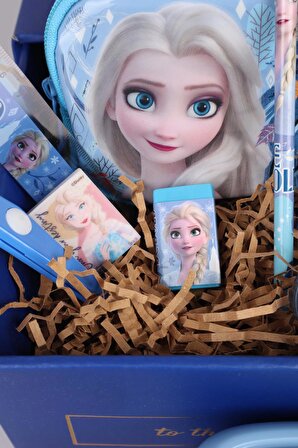 DEKOMUS LİSANSLI FROZEN ELSA GIFT BOX ÖZEL KUTULU 15 PARÇA KIRTASİYE OKUL SETİ