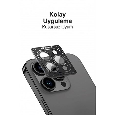 iPhone 15 Pro Max Kamera Lens Koruyucu Natürel Titanyum Kolay Uygulama Aparatlı