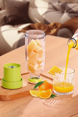 Smoothie Blender Taşınabilir Şarjlı Kişisel Mini Meyve Karıştırıcı 300 ml Pembe