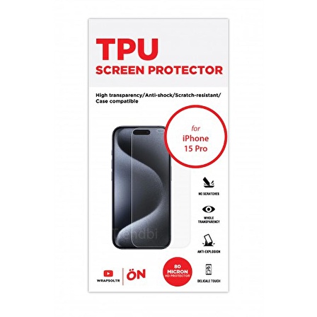 iPhone 15 Pro Ekran Koruyucu Tpu Film