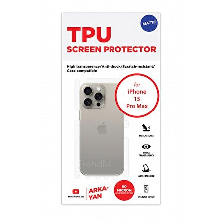 iPhone 15 Pro Max Mat Arka Ve Yan Koruyucu Tpu Film