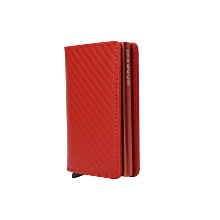 Mekanizmalı Cüzdan Akıllı Kartlık Book Kırmızı Karbon