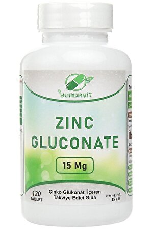 Yurdavit Çinko Glukonat Zinc Gluconate 120 Tablet