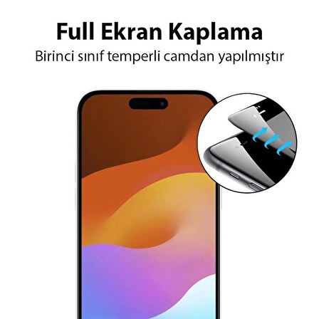 Coofbe 0.3mm 9H HD Full Kaplama Glue Parmak İzi Bırakmaz İphone 15 Plus Ekran Koruyucu Darbe Emici