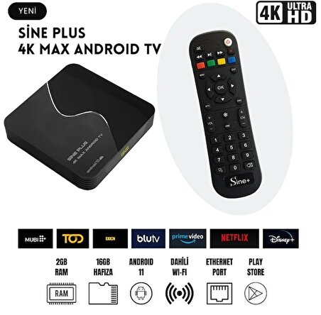 Sine Plus 4k Max 2gb Ram 16gb Hafıza Android 11 4k Uhd Medya Player