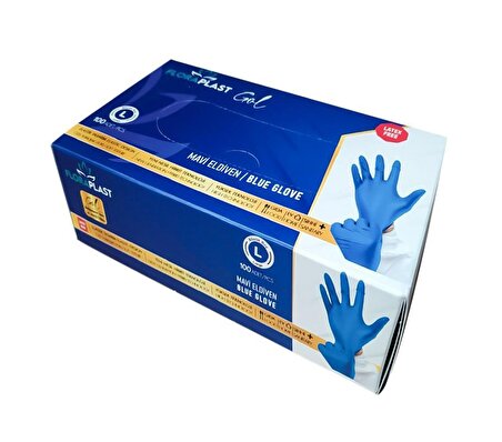 Glove Tpe/pe Pudrasız Tek Kullanımlık Mavi Elastik Eldiven 100 Adet M Ebat