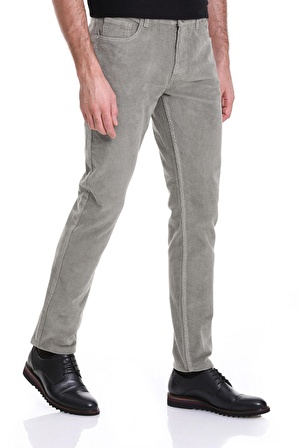 Yeşil Dinamik Fit Düz 5 Cep Casual Kadife Pantolon | 40