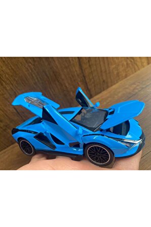 Lamborghini Sesli Işıklı Çek Bırak Model Araba lamborghini veneno diecast araba mavi