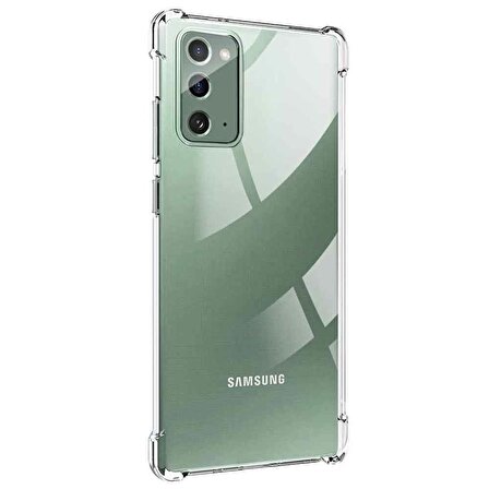 Samsung Galaxy Note 20 Shock Absorbing Darbe Emicili Şeffaf Silikon Kılıf