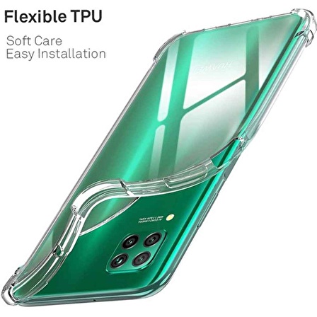 Huawei P40 Lite Shock Absorbing Darbe Emicili Şeffaf Silikon Kılıf