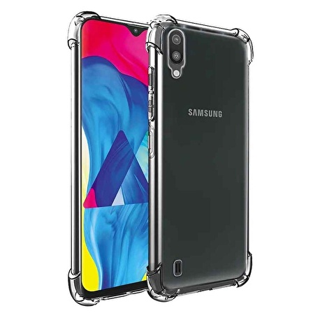 Samsung Galaxy M10 Shock Absorbing Darbe Emicili Şeffaf Silikon Kılıf