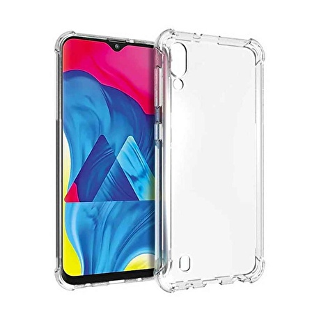 Samsung Galaxy M10 Shock Absorbing Darbe Emicili Şeffaf Silikon Kılıf