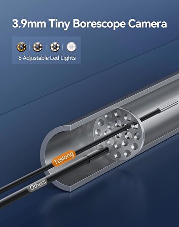 Teslong 2.0MP HD Kablosuz Endeskop Gözlem Kamerası 3.9mm - 3m Kablo