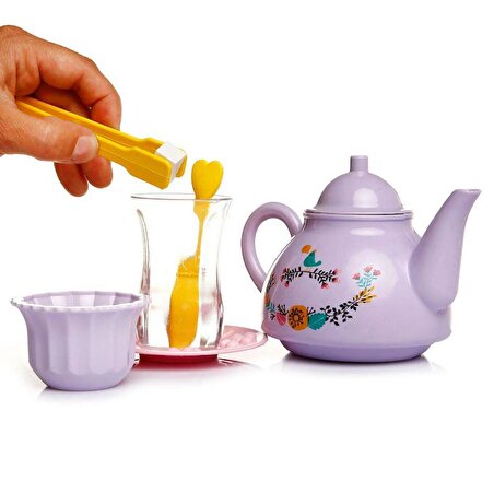 Kartelada İnce Belli Çay Vakti Oyuncak Seti - Kız Oyun Seti - Evcilik Oyun Seti - Oyuncak Çaydanlık Seti